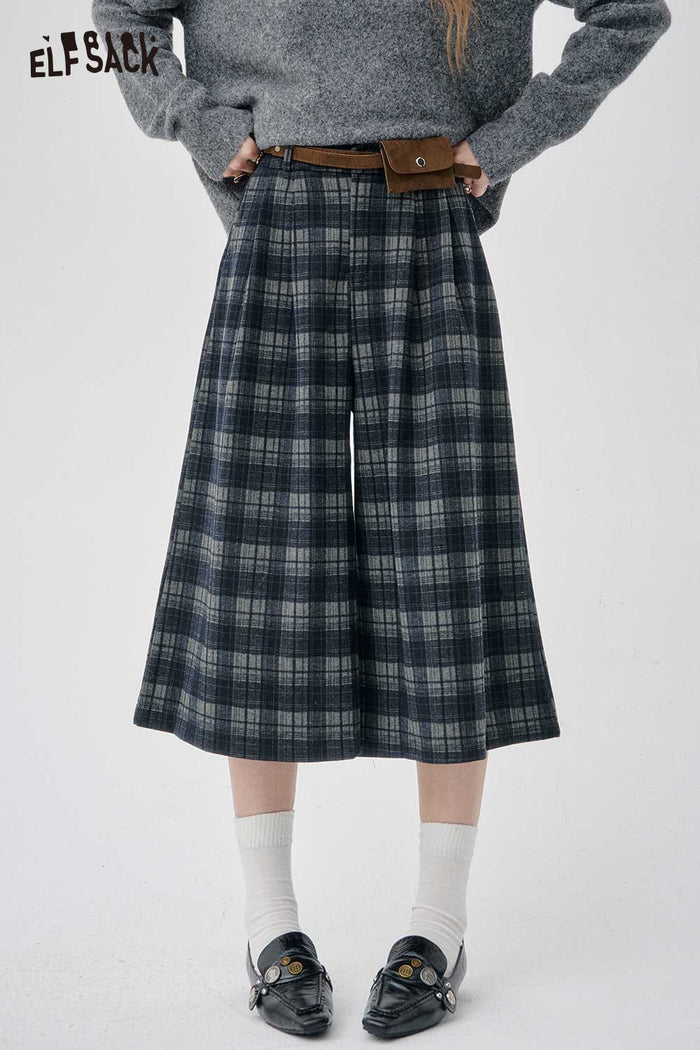 ELFSACK Soft Loose Stripe Culottes Skirt Style Wide Leg Pants