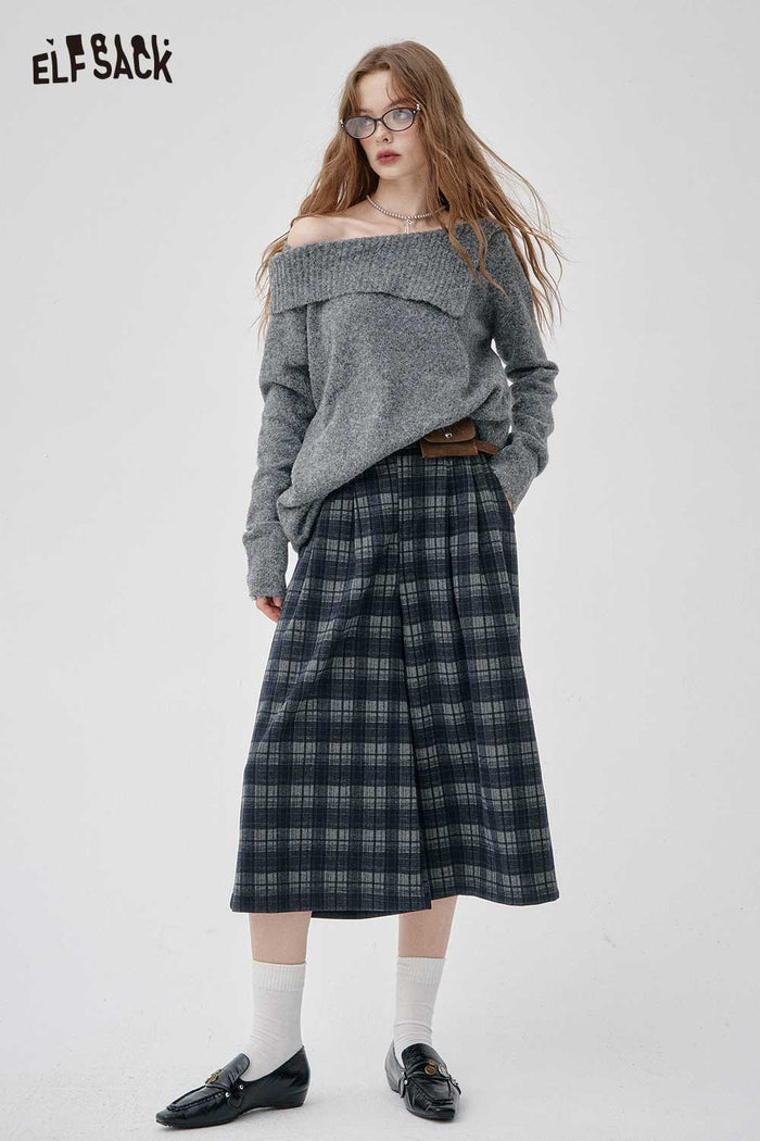 ELFSACK Soft Loose Stripe Culottes Skirt Style Wide Leg Pants