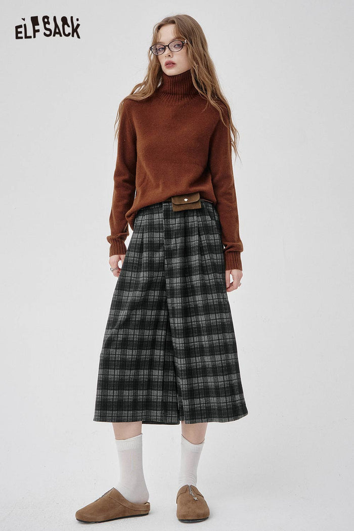 ELFSACK Soft Loose Stripe Culottes Skirt Style Wide Leg Pants