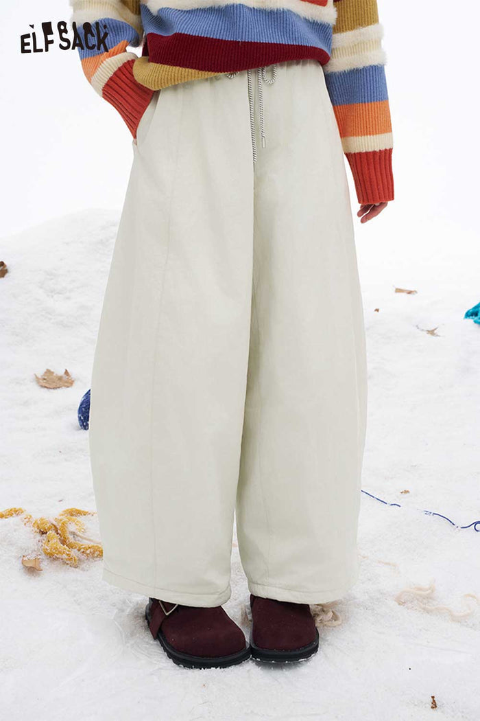 ELFSACK Soft Minimalist Casual Loose Solid Wide Leg Pants