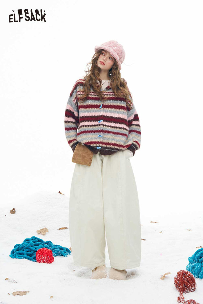 ELFSACK Soft Minimalist Casual Loose Solid Wide Leg Pants