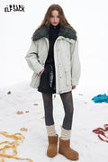 ELFSACK Soft Minimalist Classic Solid Plush Lapel Coat