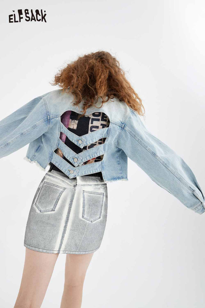 ELFSACK Soft Petite Denim High Waist Loose A-Line Skirt