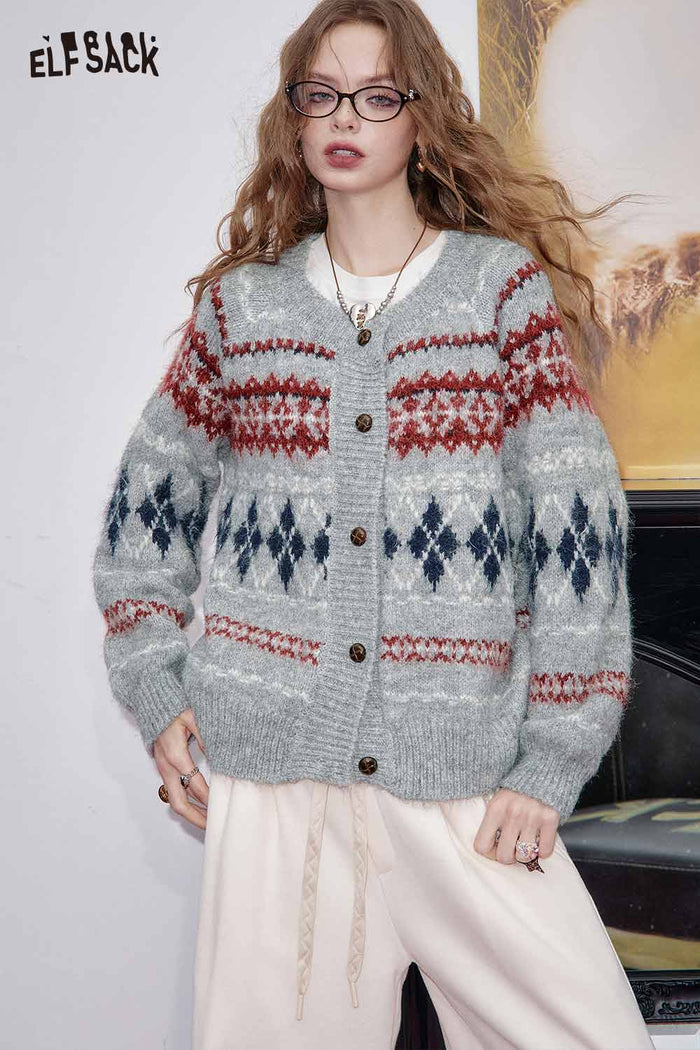 ELFSACK Soft Plaid High-waisted Wide-leg Pants