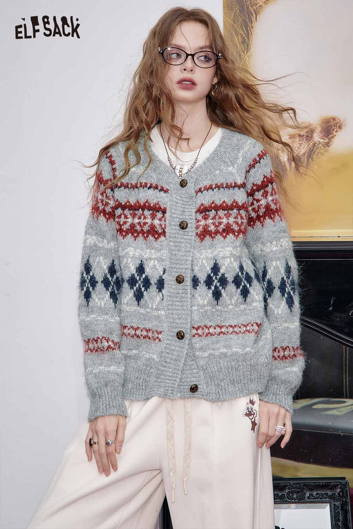 ELFSACK Soft Plaid High-waisted Wide-leg Pants