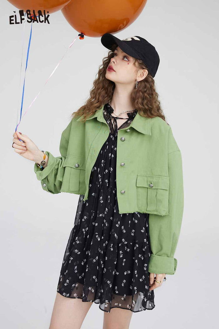 ELFSACK Soft Slimming Elegant Floral Long Sleeve Waist Dress