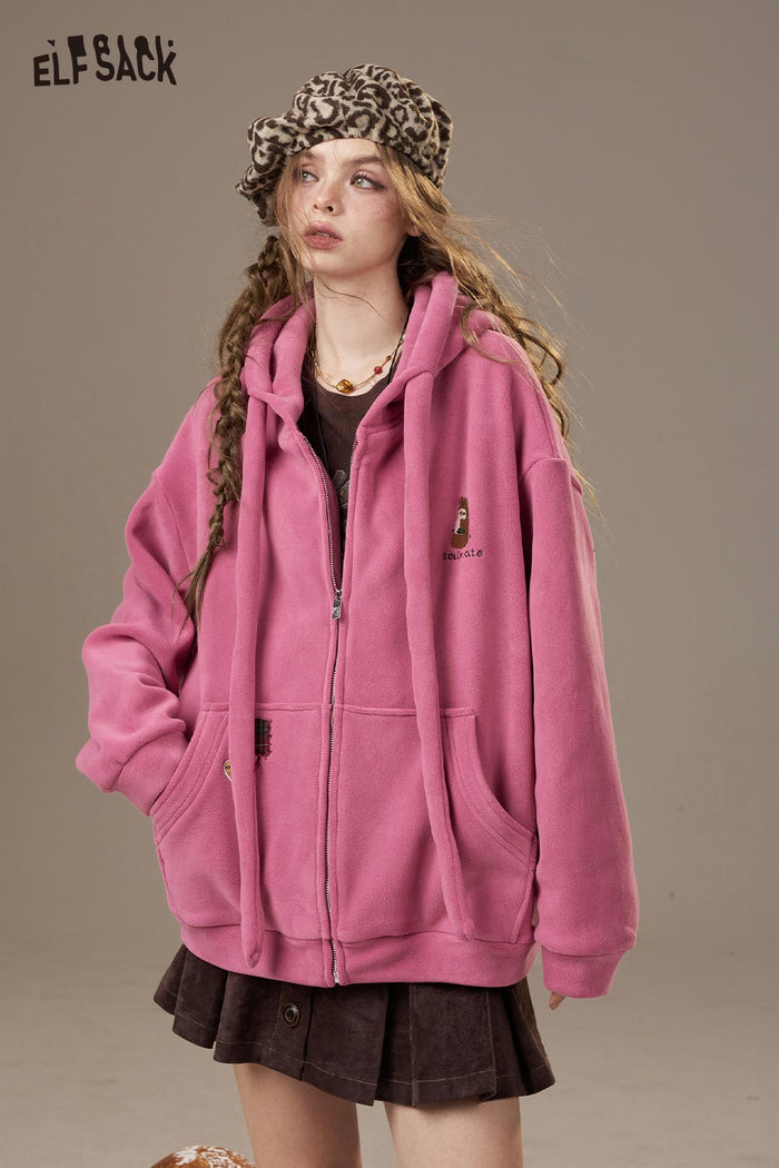ELFSACK Soft Zip Loose Fit Comfort Hoodie