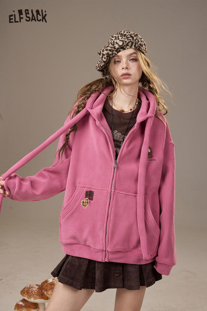 ELFSACK Soft Zip Loose Fit Comfort Hoodie