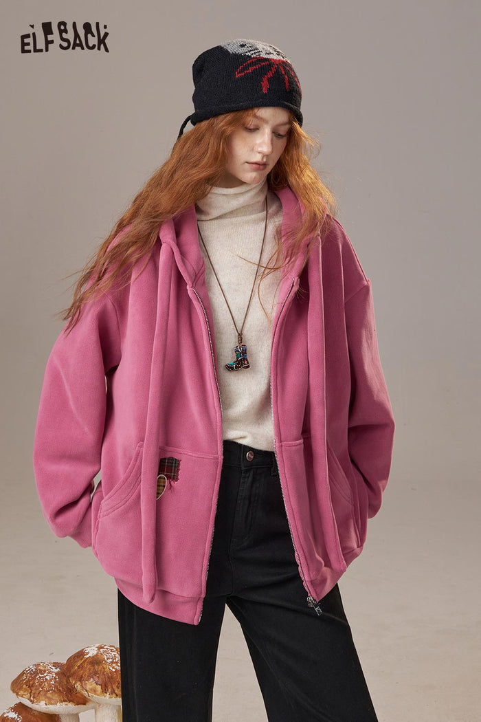 ELFSACK Soft Zip Loose Fit Comfort Hoodie