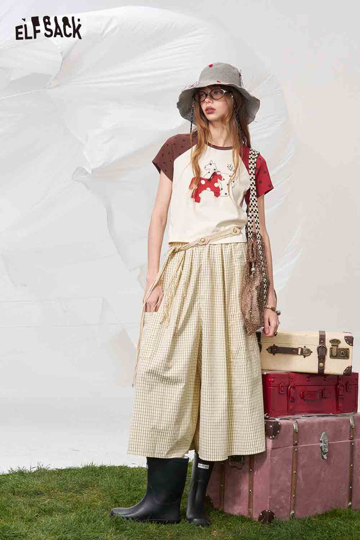 ELFSACK Solid Color Pocket Wide Leg Pants
