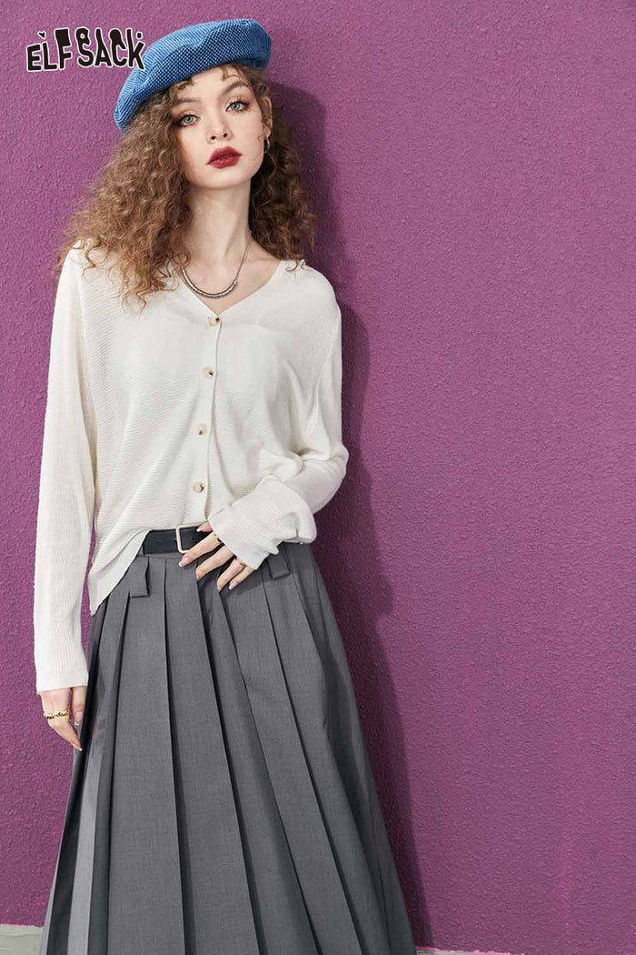 Solid Knit Long Sleeve Sweater