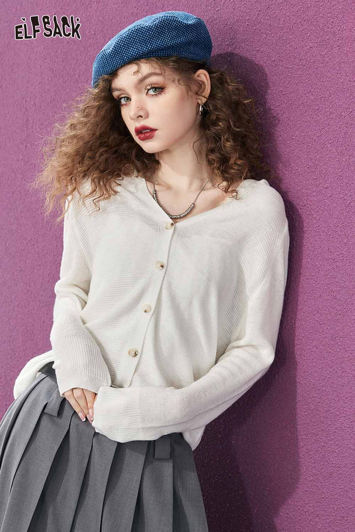 Solid Knit Long Sleeve Sweater
