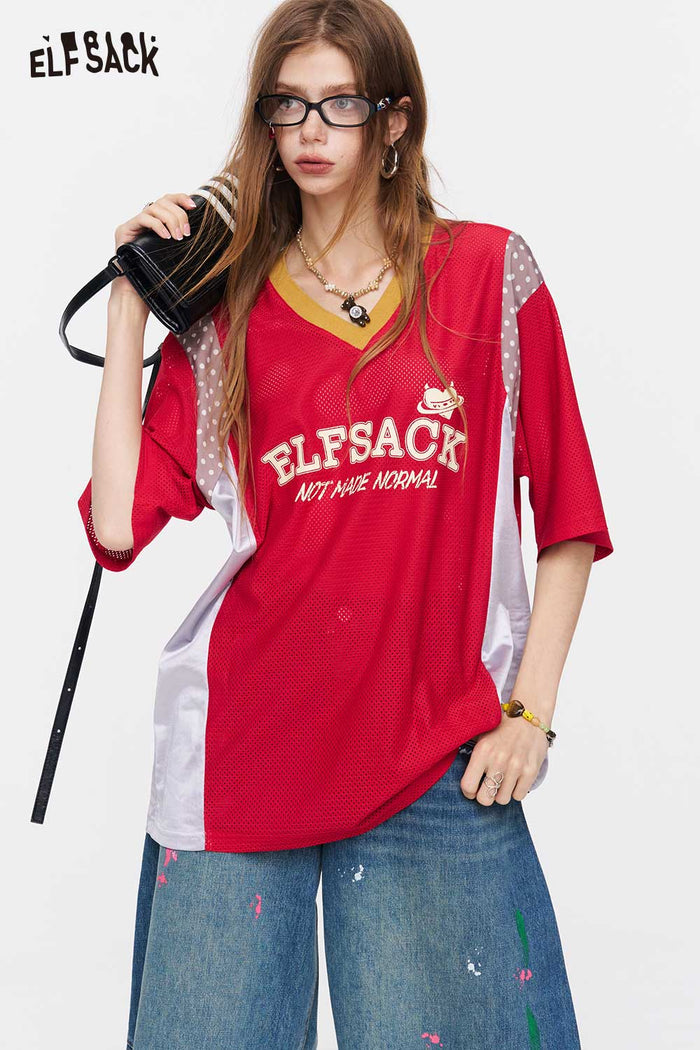 ELFSACK Sporty Mesh Oversized T-Shirt