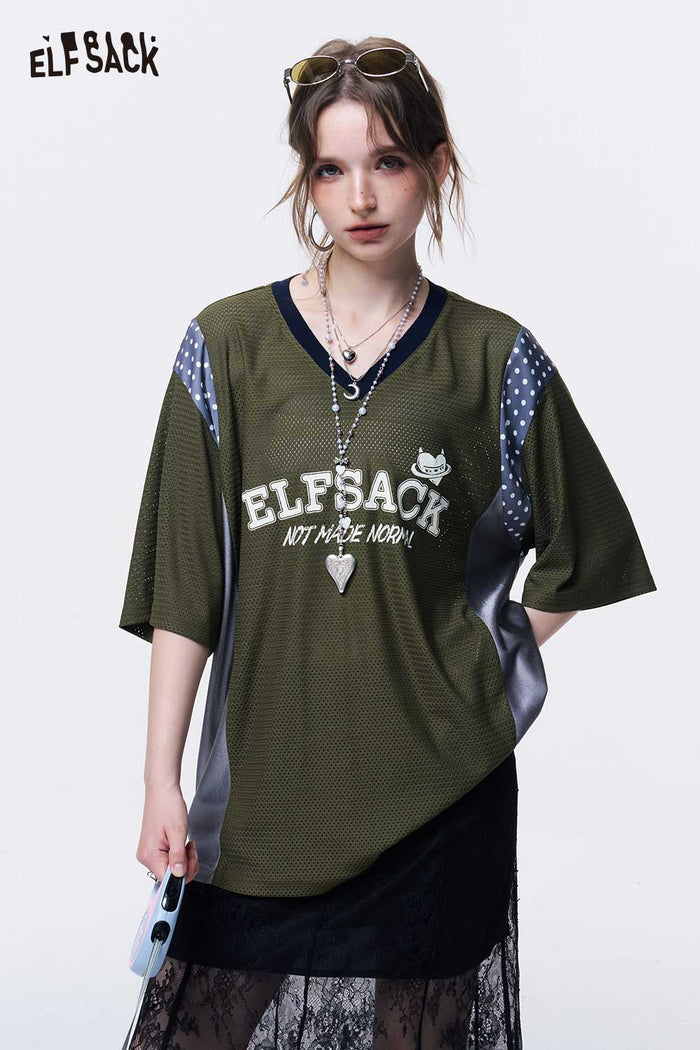 ELFSACK Sporty Mesh Oversized T-Shirt