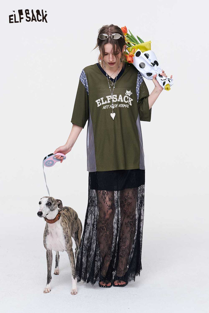 ELFSACK Sporty Mesh Oversized T-Shirt