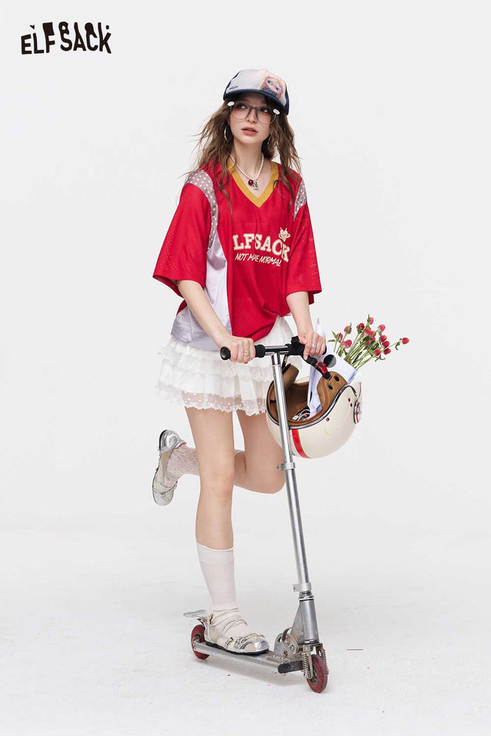 ELFSACK Sporty Mesh Oversized T-Shirt