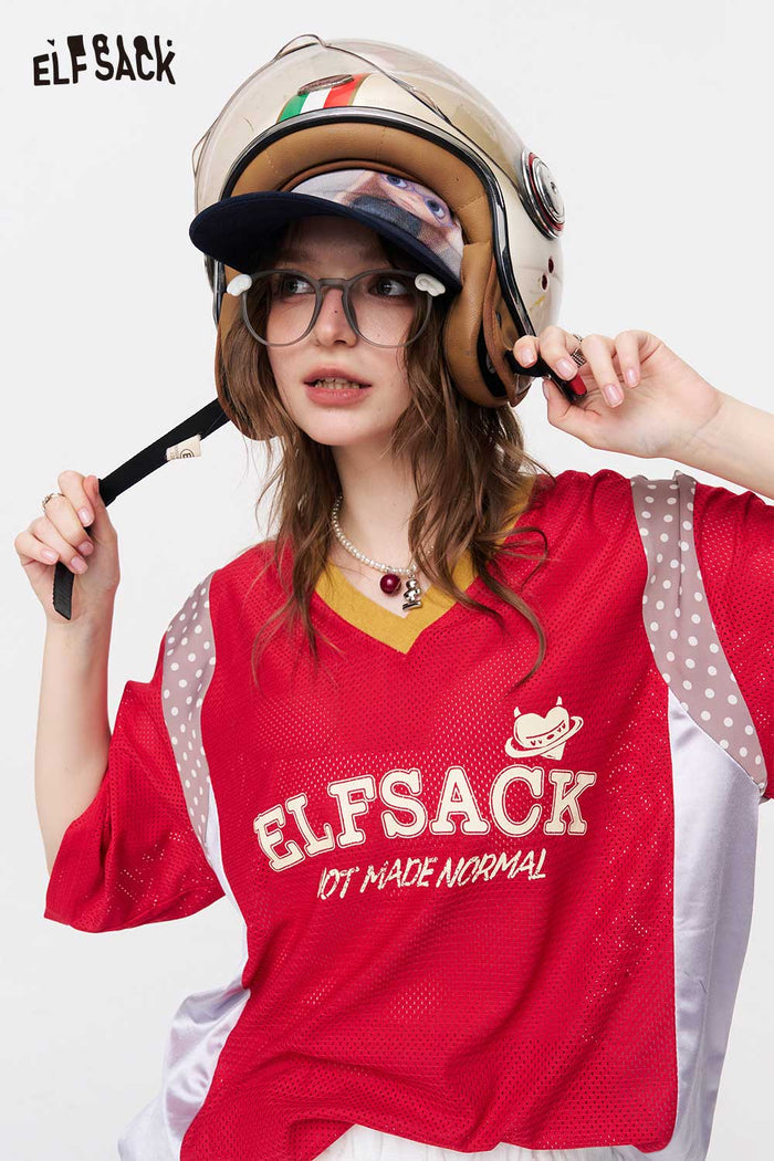 ELFSACK Sporty Mesh Oversized T-Shirt