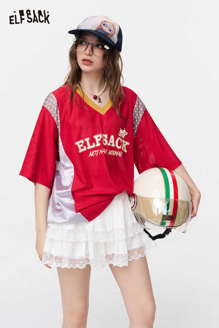 ELFSACK Sporty Mesh Oversized T-Shirt