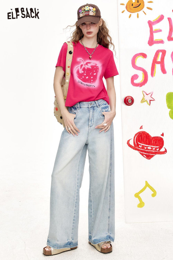 ELFSACK Spray Paint Strawberry Star Print Tee