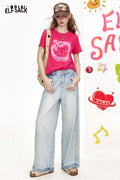 ELFSACK Spray Paint Strawberry Star Print Tee