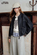 Stand Collar Crop Zip Up Jacket