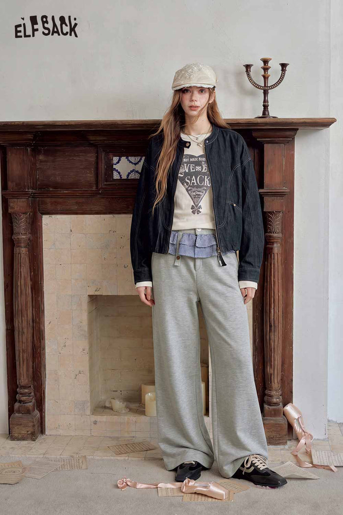 Stand Collar Crop Zip Up Jacket