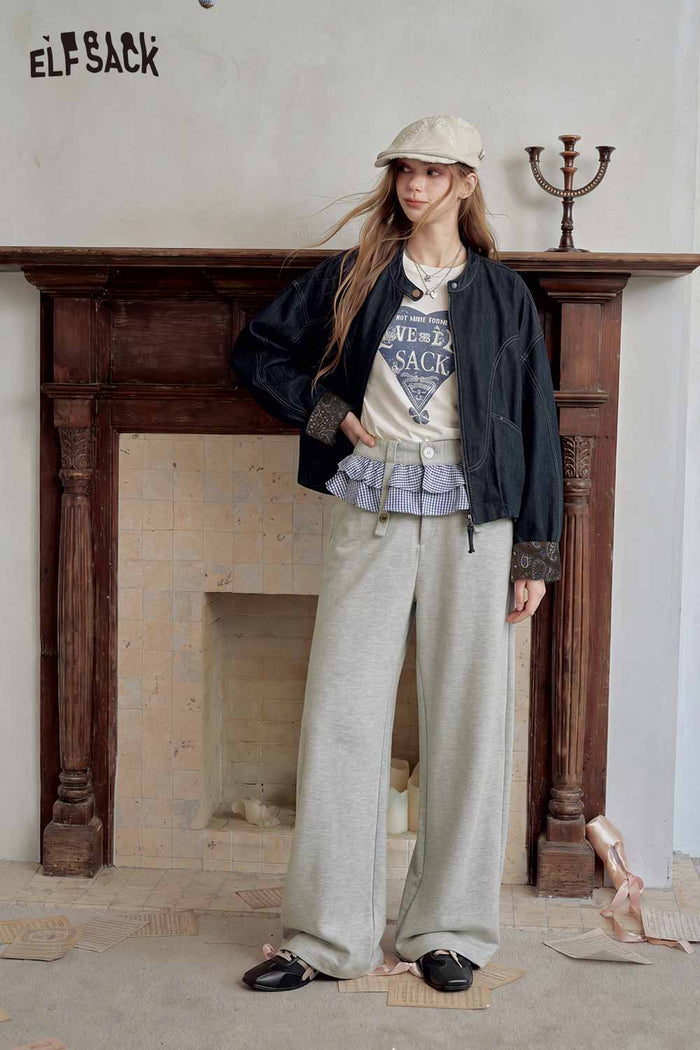 Stand Collar Crop Zip Up Jacket