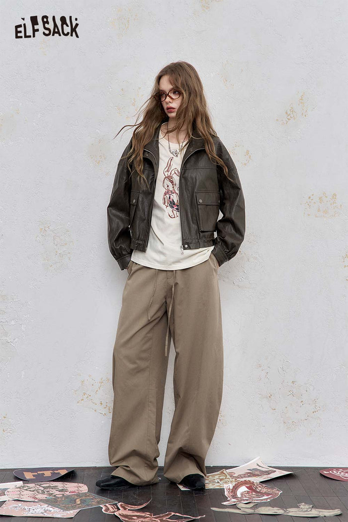 Stand Collar Cropped Biker Jacket