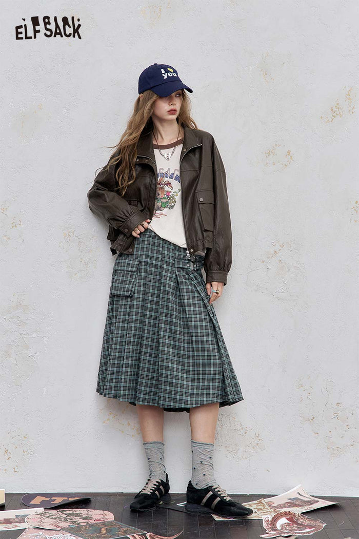 Stand Collar Cropped Biker Jacket