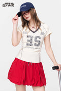 ELFSACK Star Print Fitted Sporty T-Shirt