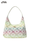 ELFSACK Star Print Gradient Denim Shoulder Bag