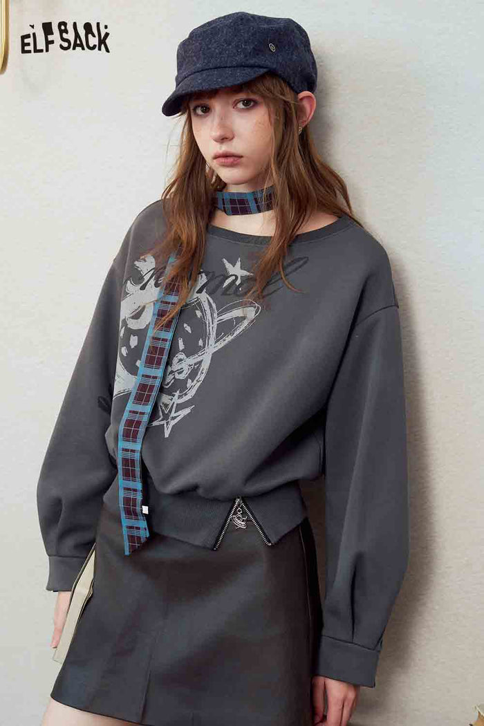 Strawberry Graphic Crop Pullover Sweatshirt