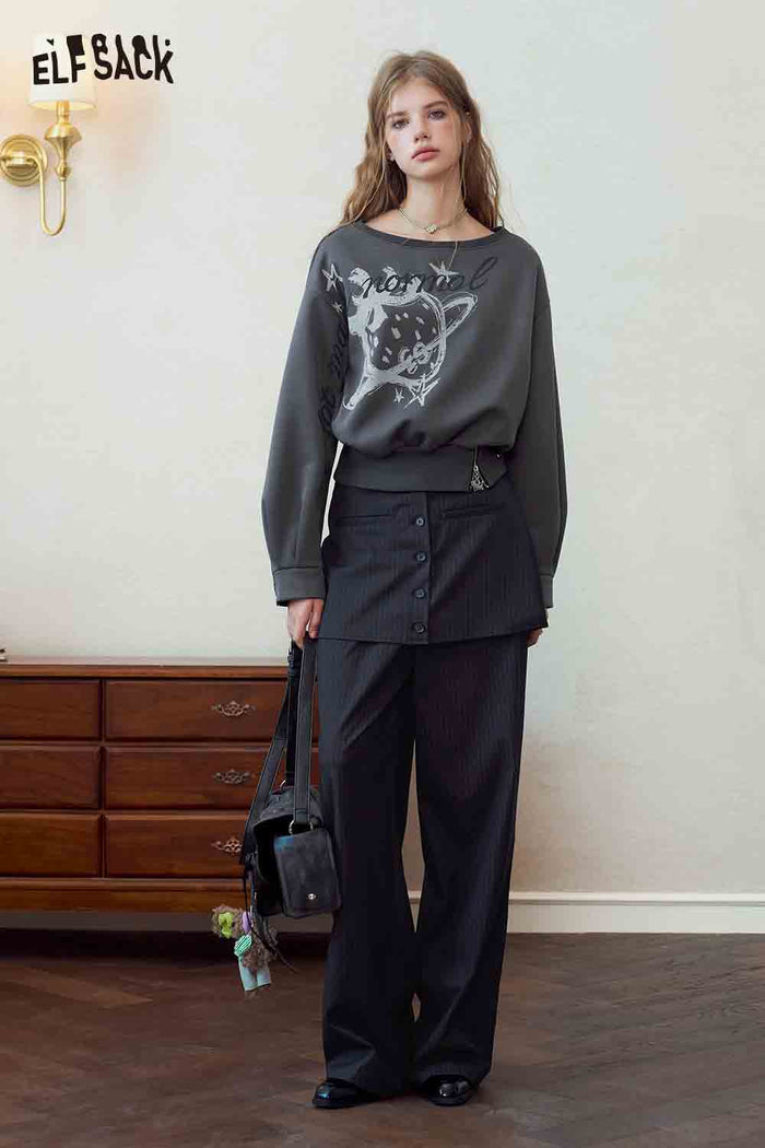 Strawberry Graphic Crop Pullover Sweatshirt