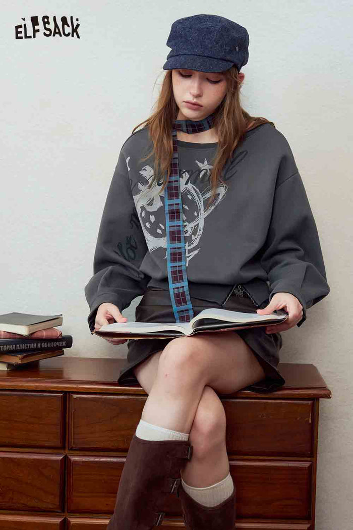 Strawberry Graphic Crop Pullover Sweatshirt