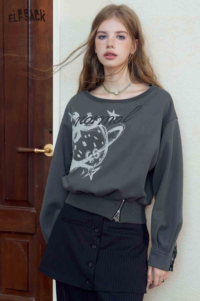 Strawberry Graphic Crop Pullover Sweatshirt