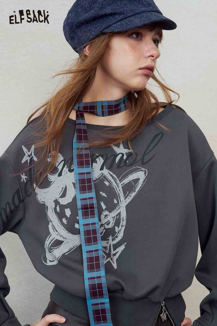 Strawberry Graphic Crop Pullover Sweatshirt