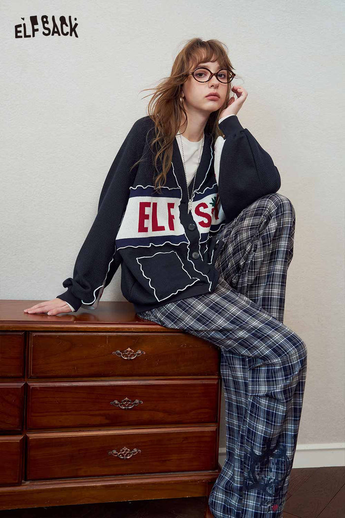 Strawberry Graphic V-Neck Knit Cardigan