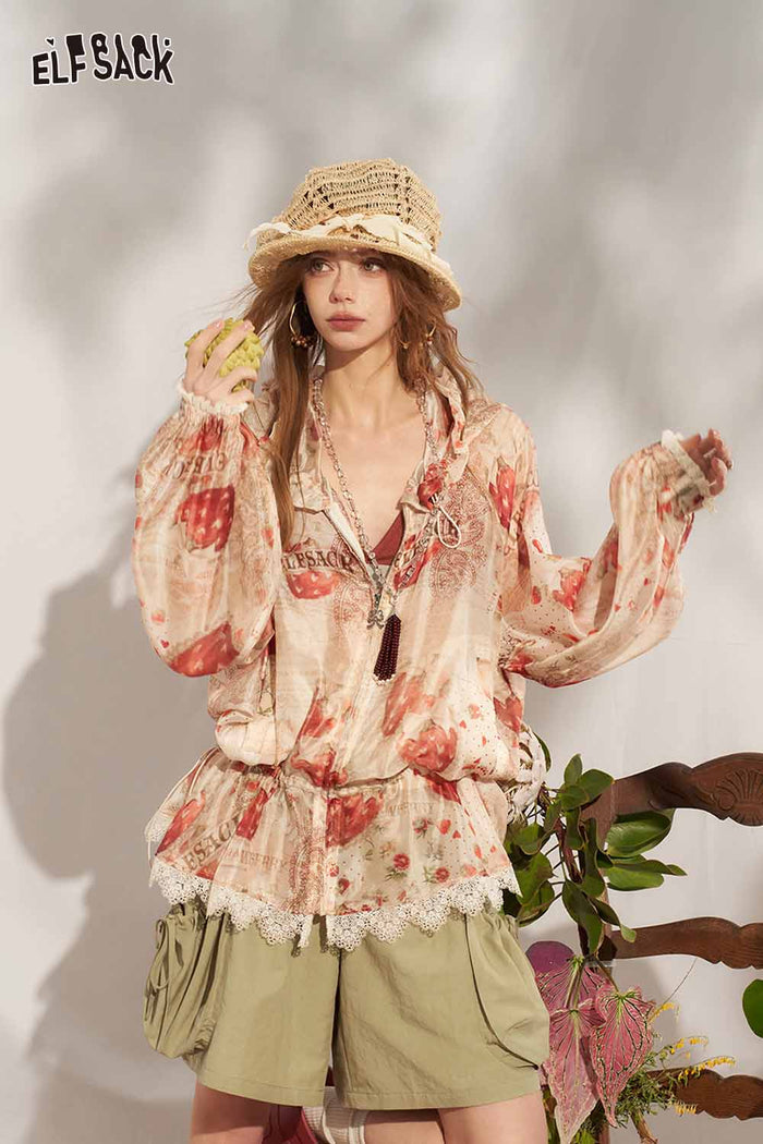ELFSACK Strawberry Lace Hooded Jacket