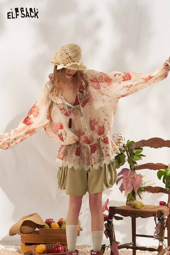 ELFSACK Strawberry Lace Hooded Jacket