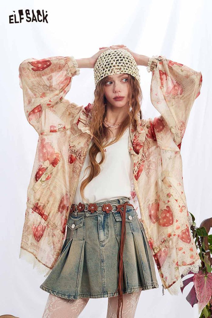 ELFSACK Strawberry Lace Hooded Jacket