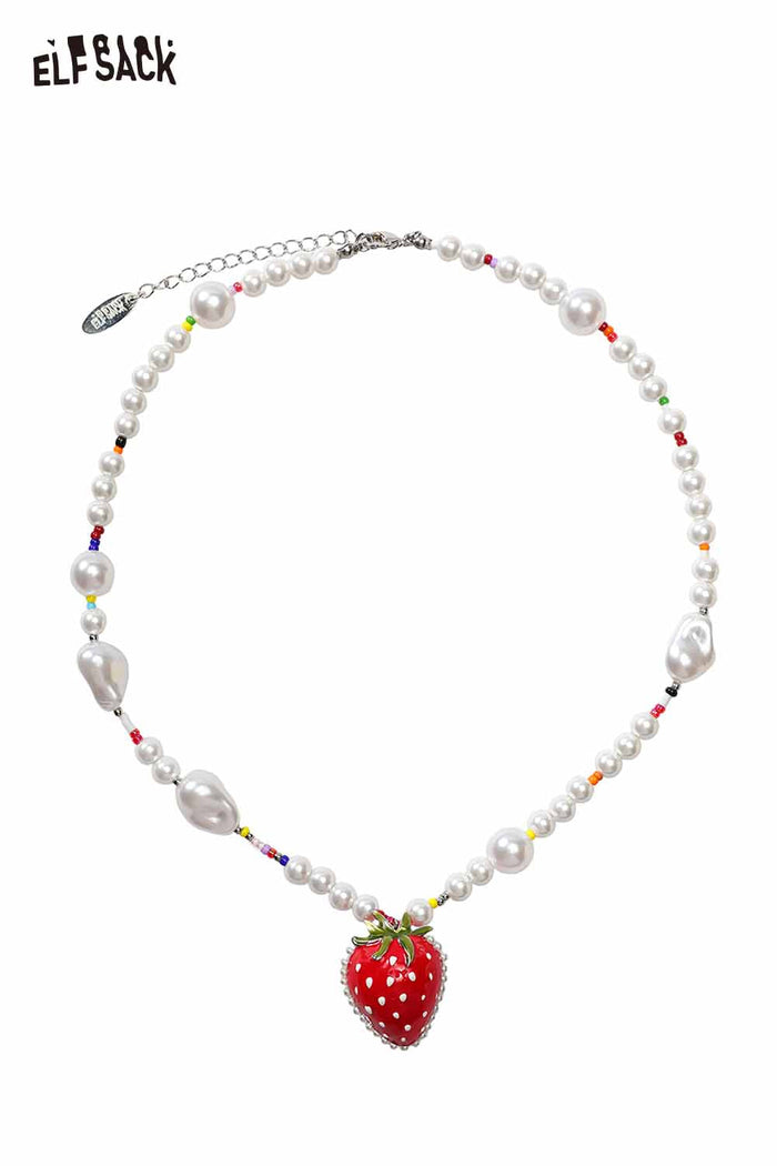ELFSACK Strawberry Pendant Baroque Pearl Necklace