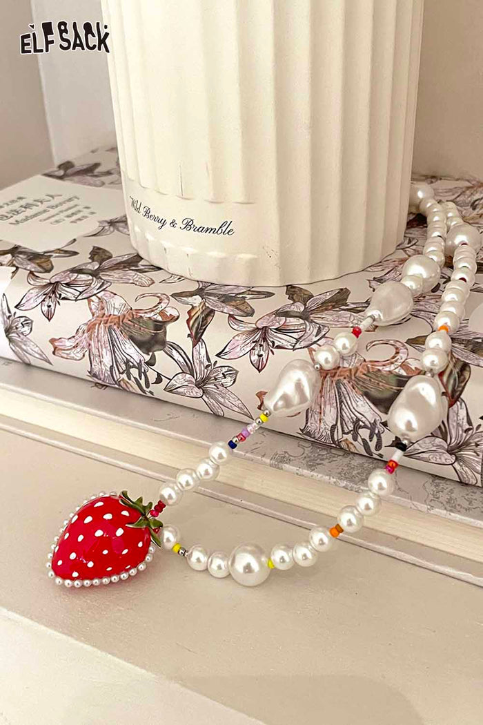 ELFSACK Strawberry Pendant Baroque Pearl Necklace