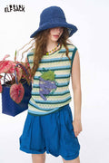ELFSACK Striped Fruit Patch Crop Knit Tank