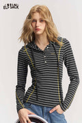 Striped Hooded Long Sleeve Tee