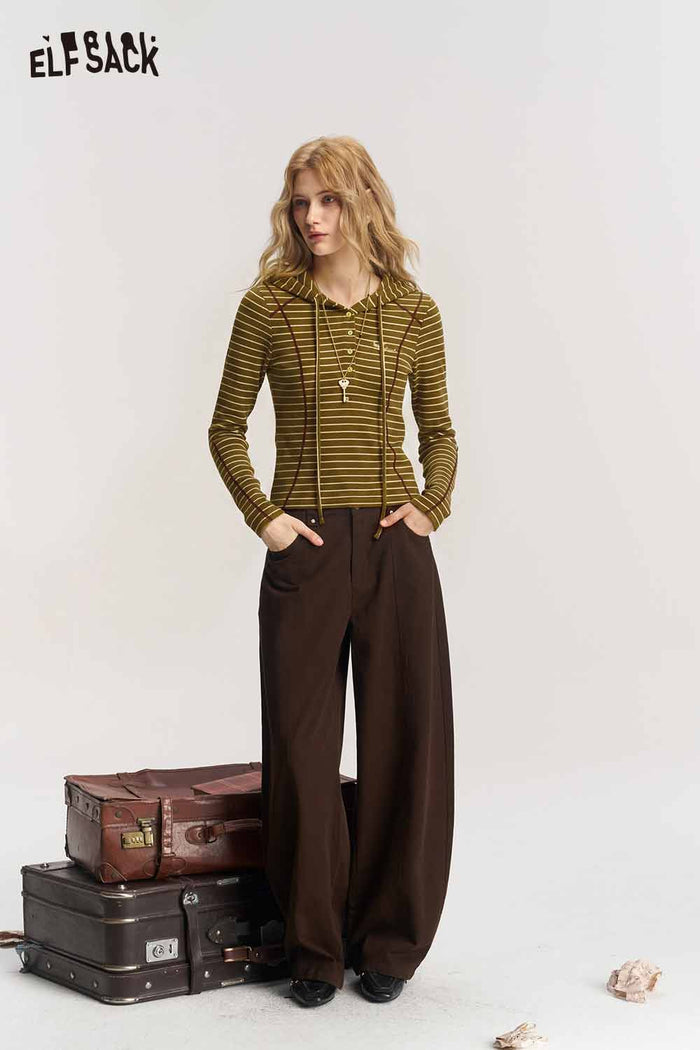Striped Hooded Long Sleeve Tee