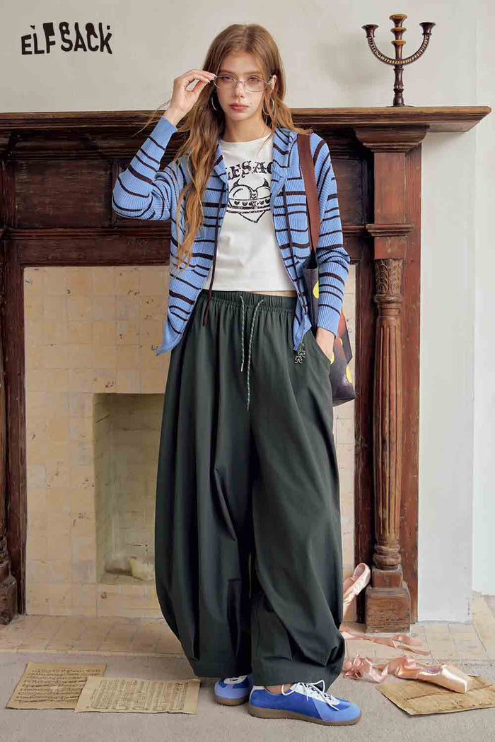 Striped Hooded Zip Up Crop Top