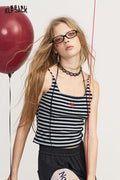 Striped Spaghetti Strap Crop Cami Top