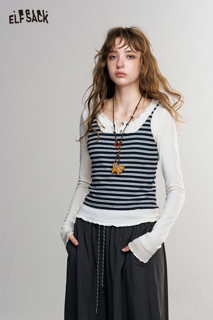 Striped Spaghetti Strap Crop Cami Top
