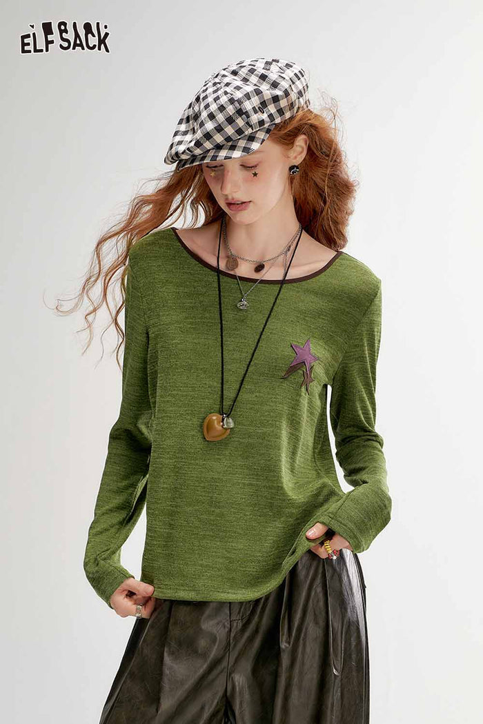 Striped Star Ringer Long Sleeve T-Shirt
