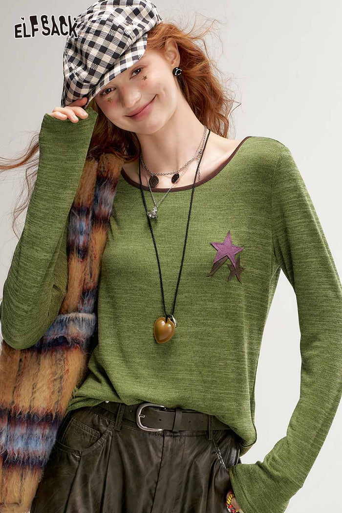 Striped Star Ringer Long Sleeve T-Shirt